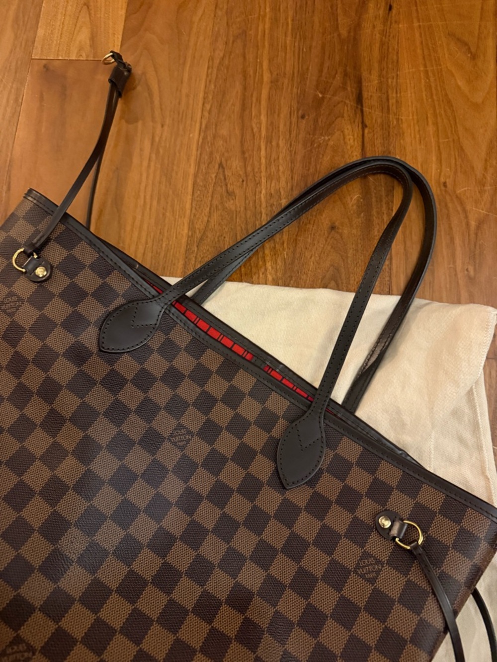 Authentic Louis Vuitton Neverfull MM Damier Ebene Tote Bag - Picture 6 of 7